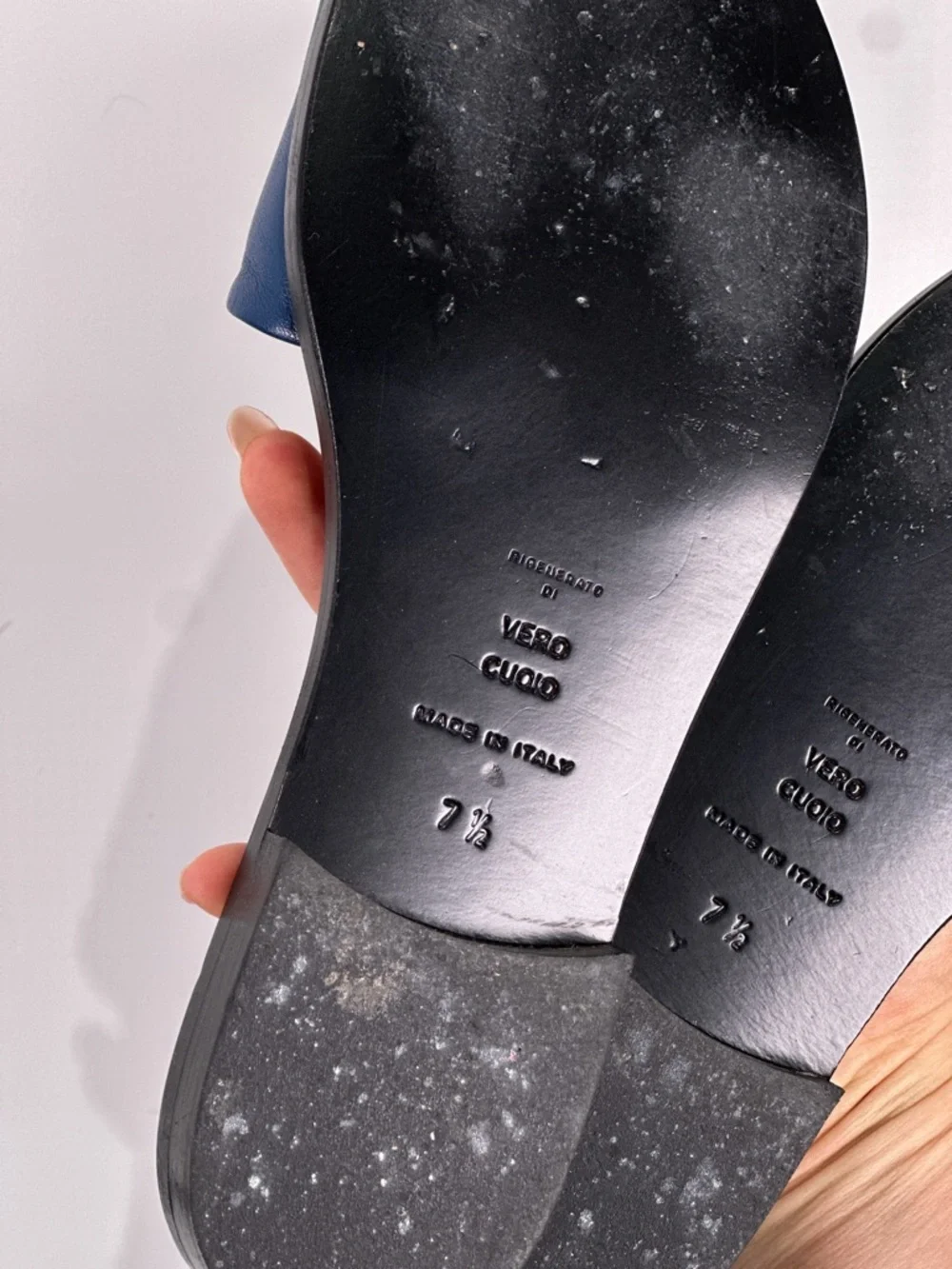 Everlane The Slide Sandal Single Strap Italian Leather Navy Blue Size 7.5